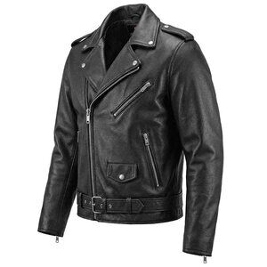 RIDERACT® Men’s Black Biker Leather Jacket